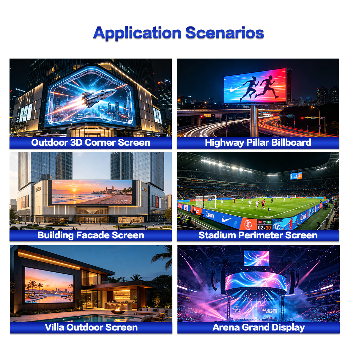 LED digital display providing clear images, dynamic content playback, and high visibility for advertising, retail stores, transportation, and commercial information applications.